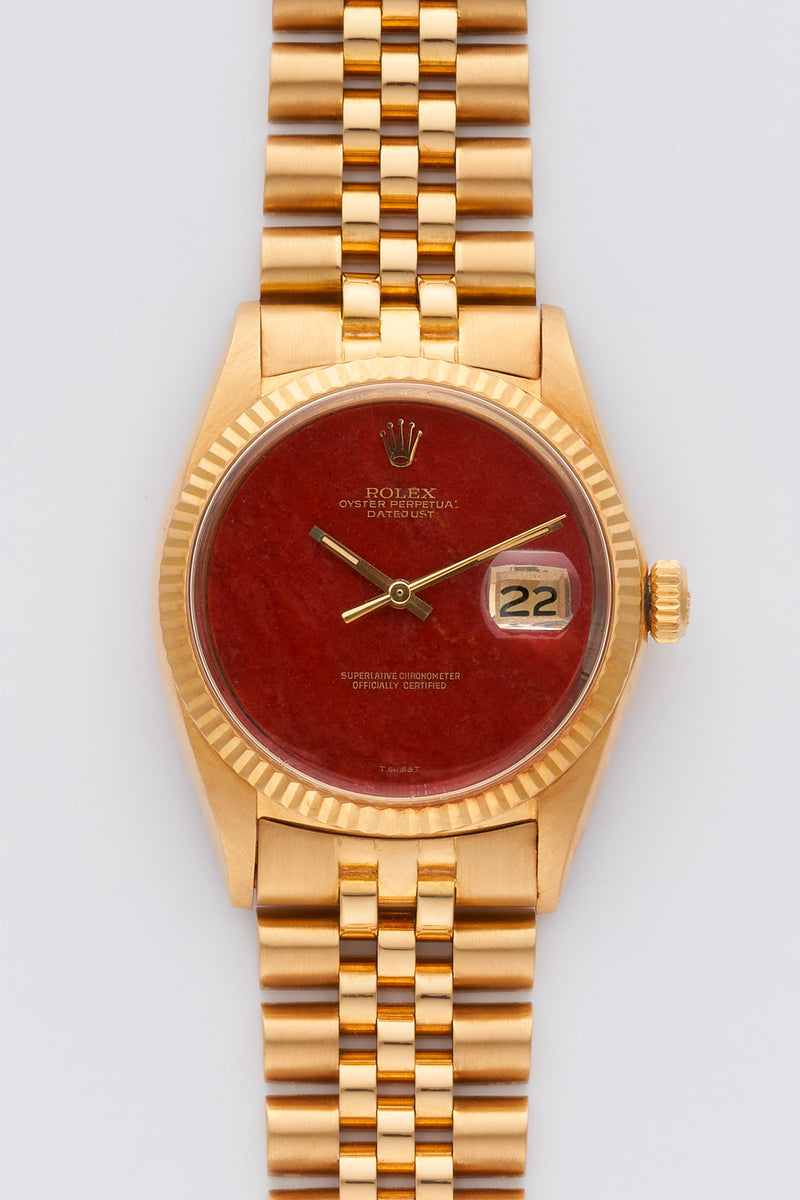 1971 Rolex Oyster Perpetual Datejust 18k Yellow Gold "Red Jasper" Dial 1601