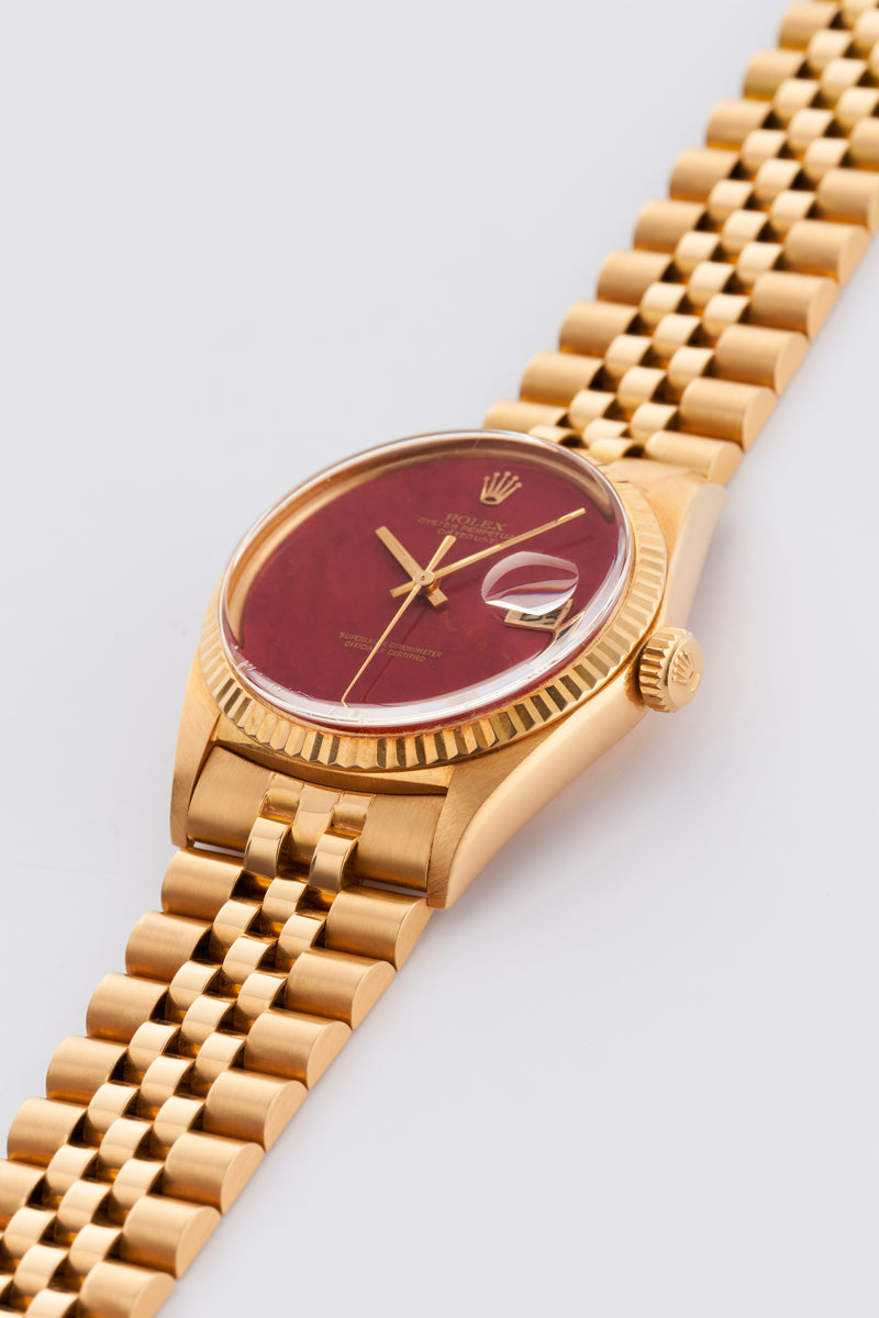 1971 Rolex Oyster Perpetual Datejust 18k Yellow Gold "Red Jasper" Dial 1601