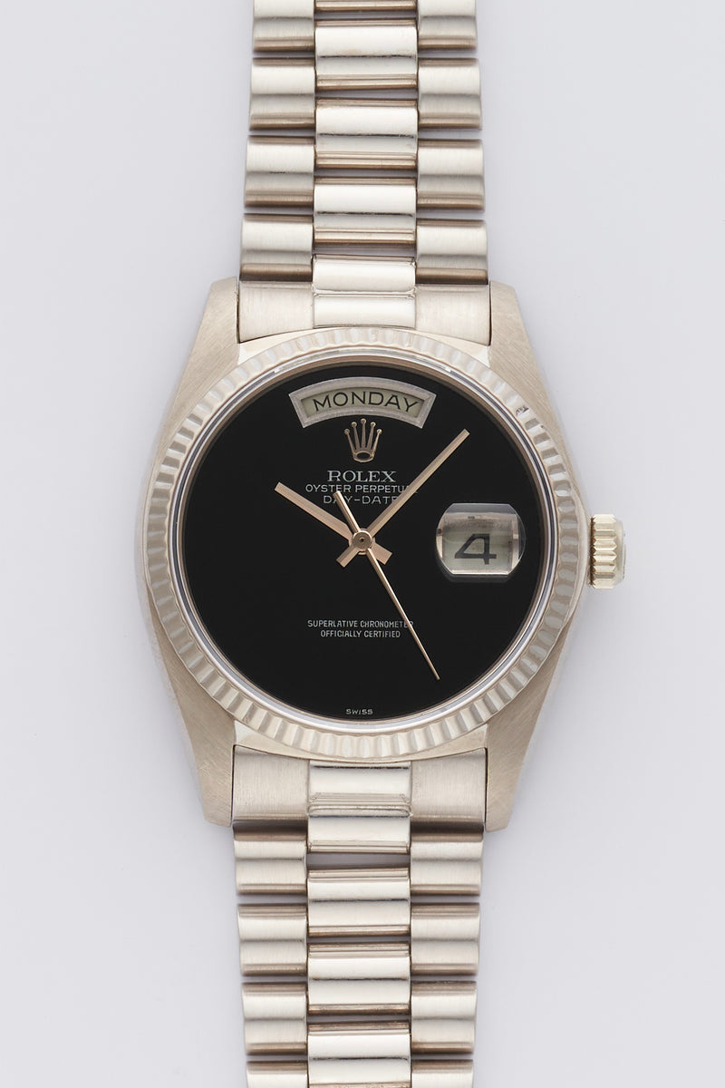 1978 Rolex Oyster Perpetual Day-Date 18k White Onyx Dial 18039