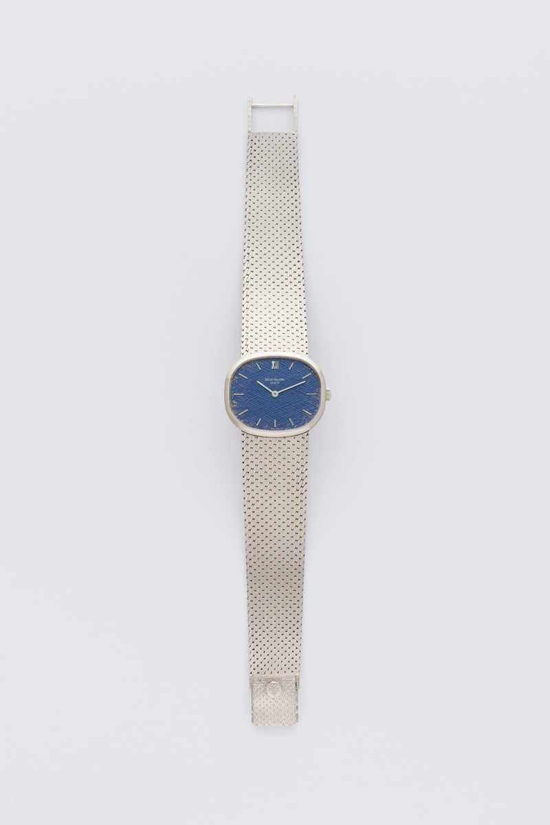 1970s Patek Philippe Ellipse 18k White Gold blue Dial 3545