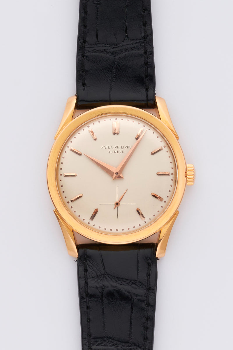 1956 Patek Philippe Calatrava 18k Rose Gold Off-white Dial 2537 with Extract from the Archives