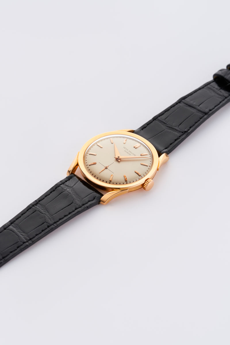 1956 Patek Philippe Calatrava 18k Rose Gold Off-white Dial 2537 with Extract from the Archives