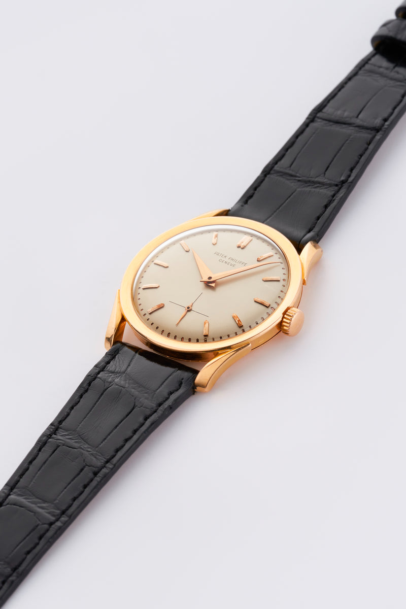 1956 Patek Philippe Calatrava 18k Rose Gold Off-white Dial 2537 with Extract from the Archives