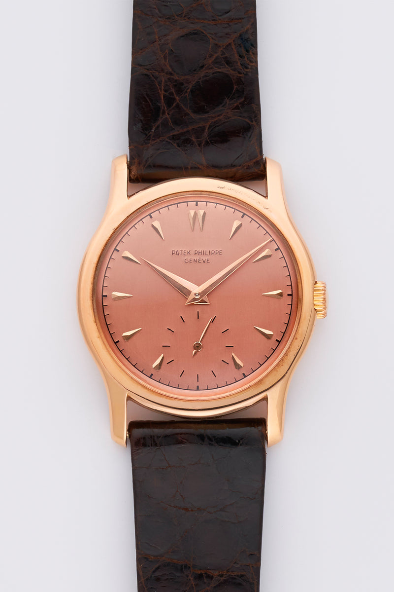 1953 Patek Philippe Calatrava 18k Rose Gold Salmon Dial 2450 with Extract from the Archives