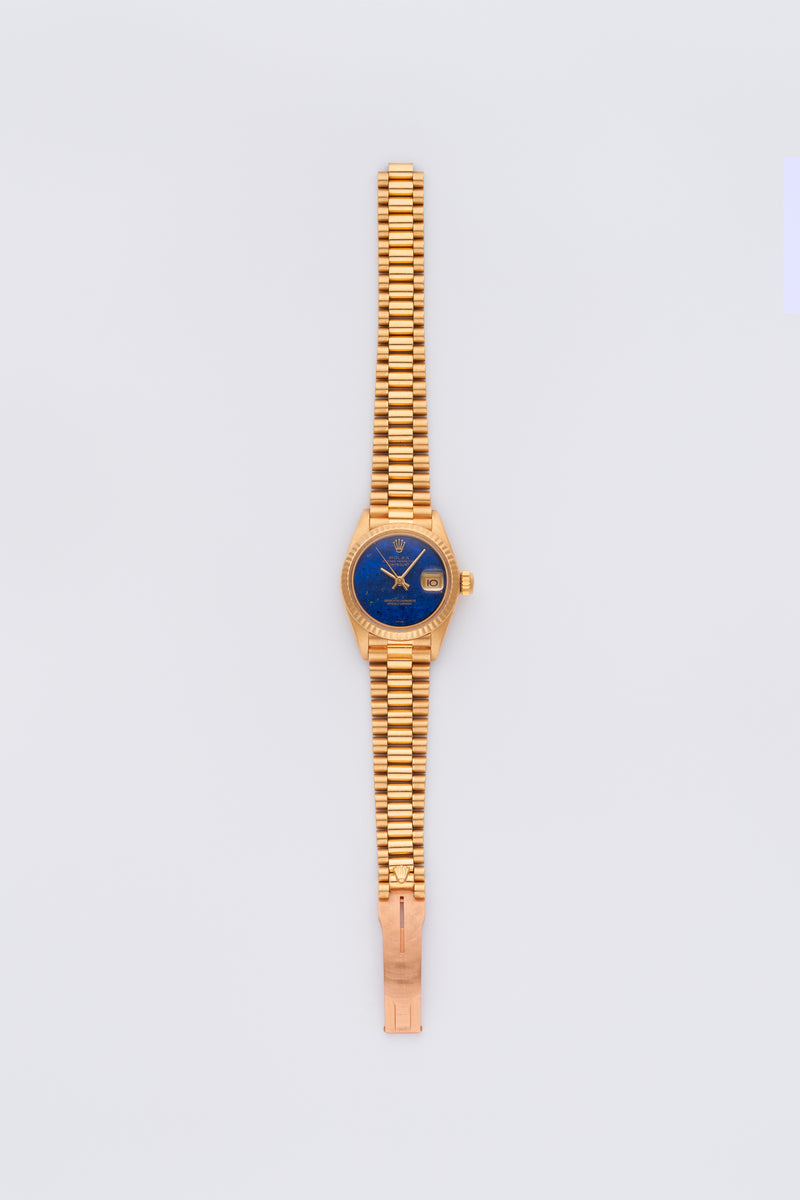 1981 Rolex Oyster Perpetual Lady Datejust 18k Yellow Gold Lapis Lazuli Dial 6917