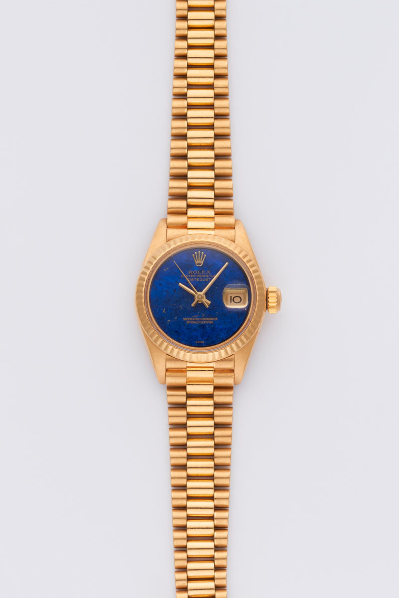 1981 Rolex Oyster Perpetual Lady Datejust 18k Yellow Gold Lapis Lazuli Dial 6917