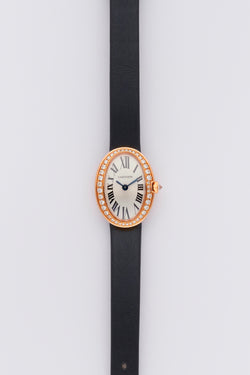 2010s Cartier Baignoire 18k Rose Gold Diamond-set bezel 3099