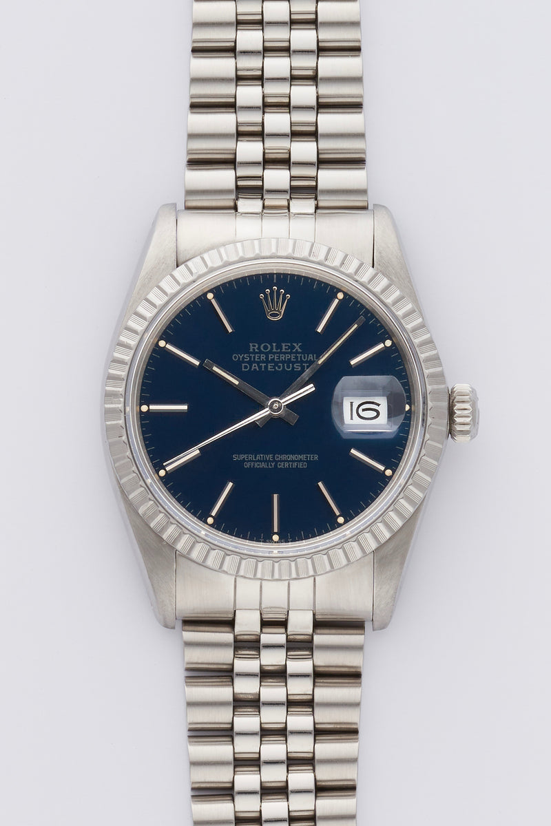 1982 Rolex Oyster Perpetual Datejust "Silver print" blue Dial 16030