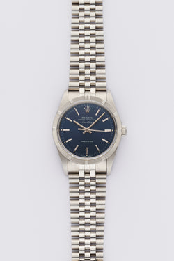 1991 Rolex Oyster Perpetual Air-King Engine-turned bezel Blue Soleil Dial 14010