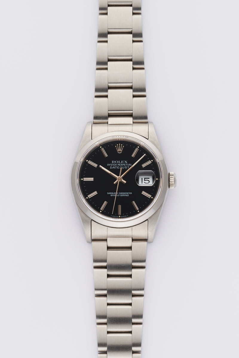 1994 Rolex Oyster Perpetual Datejust Black Dial 16200 with Box and Papers