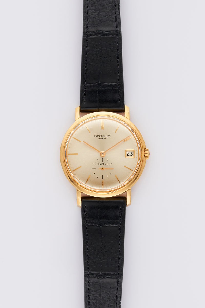 1967 Patek Philippe Calatrava 18k Yellow Gold Double Signed Gübelin Silvered Dial 3445