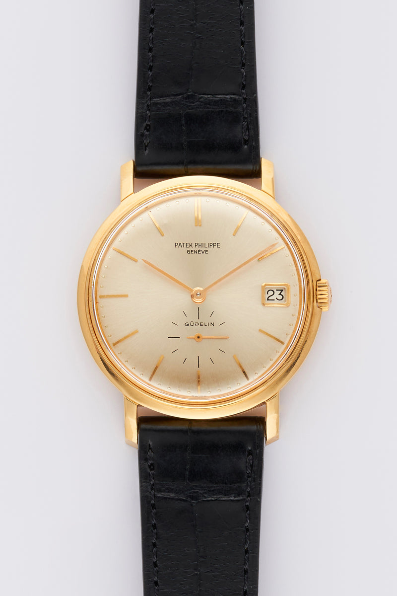 1967 Patek Philippe Calatrava 18k Yellow Gold Double Signed Gübelin Silvered Dial 3445