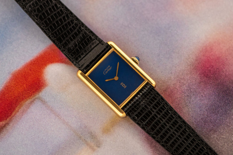 1990s Must de Cartier Tank Blue Dial #6