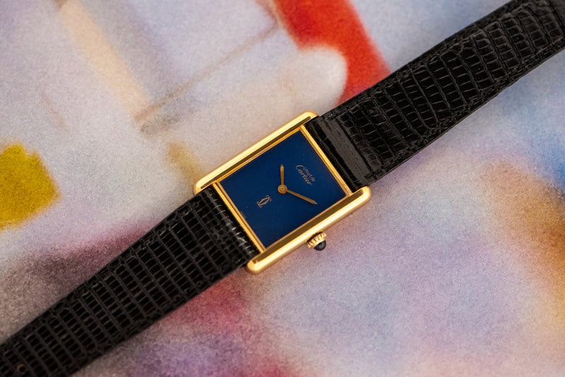 1990s Must de Cartier Tank Blue Dial #6