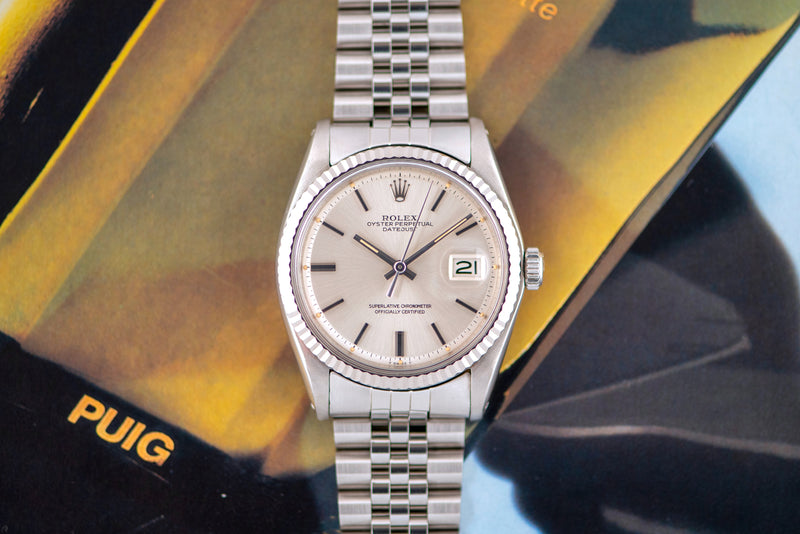 1977 Rolex Oyster Perpetual Datejust Silver Step Dial 1601 Archiwatch