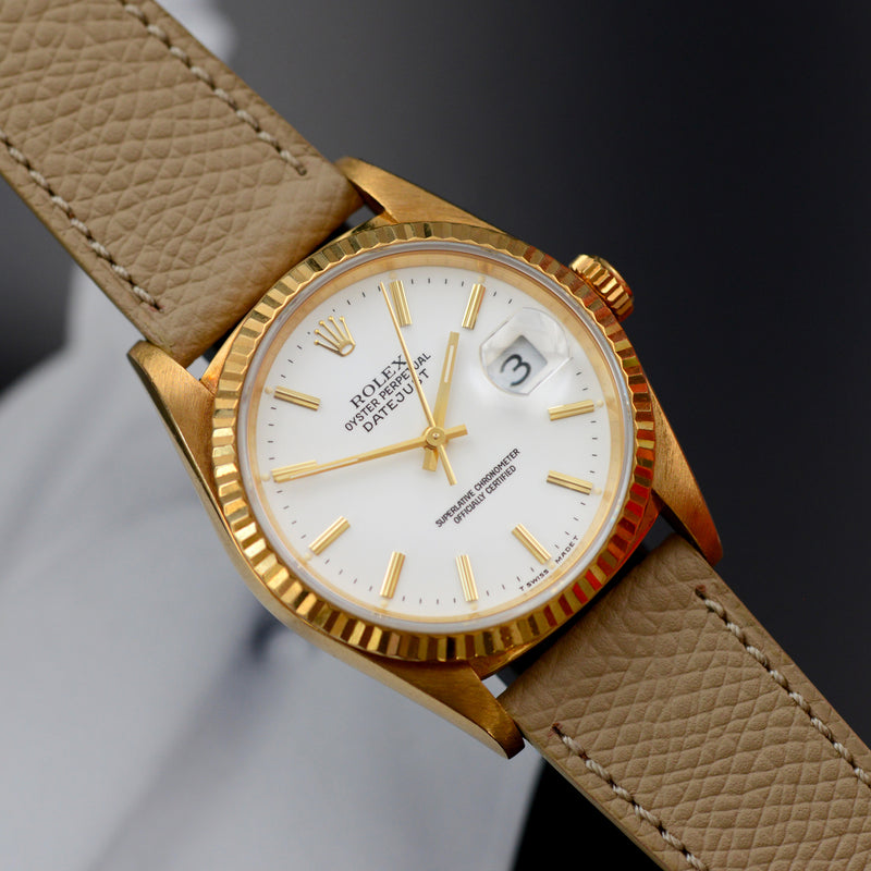 1990 Rolex Datejust "Porcelaine" Dial 18k yellow gold 16238