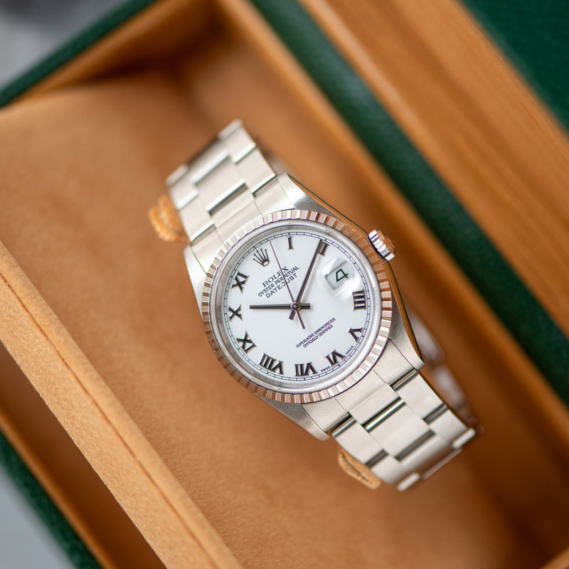 2002 Rolex Oyster Perpetual Datejust White Dial with Box and Papers 16200