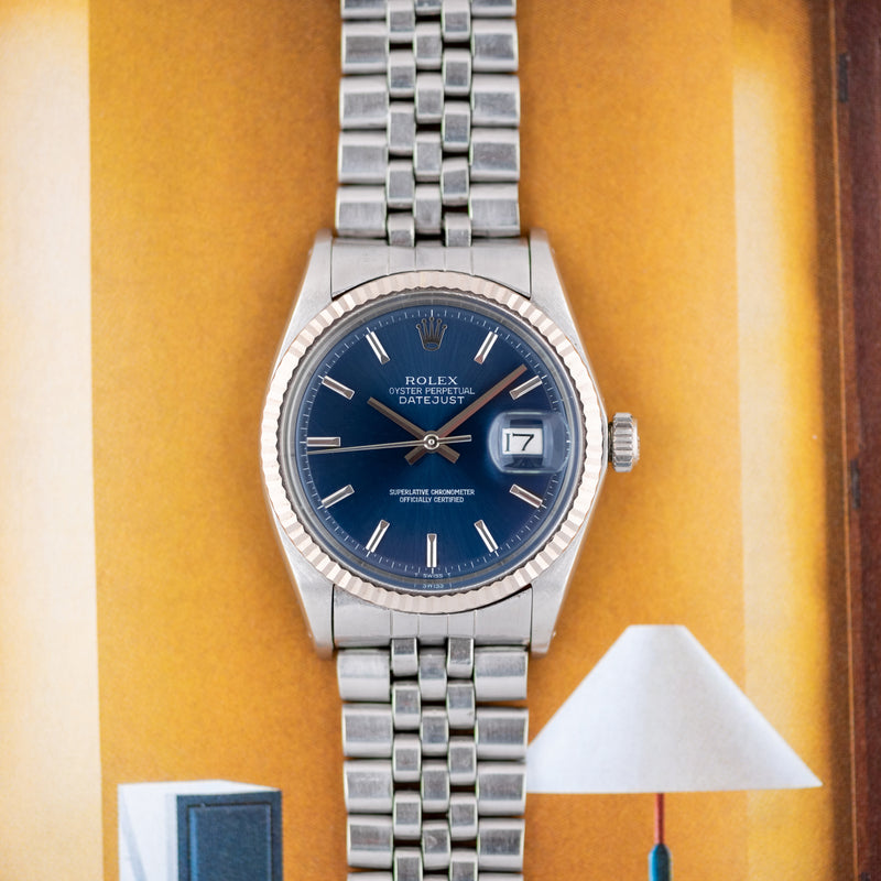 1969 Rolex Oyster Perpetual Datejust "No lume" Blue Soleil dial 1601