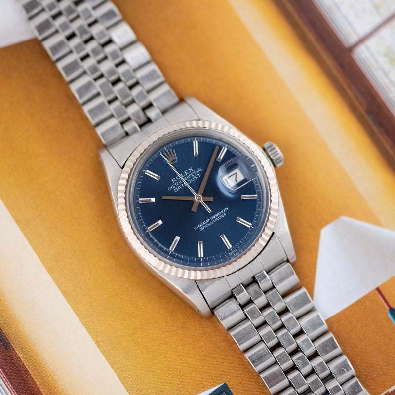 1969 Rolex Oyster Perpetual Datejust "No lume" Blue Soleil dial 1601