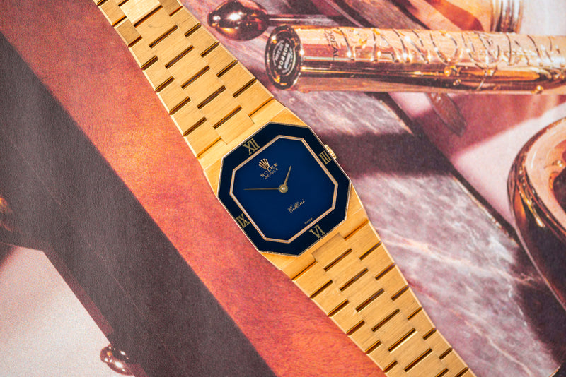 1981 Rolex Cellini 18k Yellow Gold Deep Blue Dial 4353