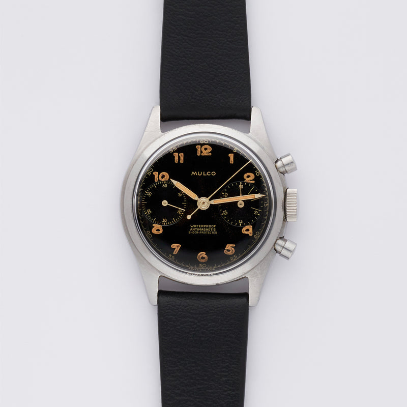 1950s Mulco Antimagnétique Chronograph Glossy Black Dial 1099