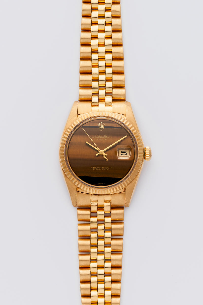 1976 Rolex Oyster Perpetual 18k Yellow Gold Datejust "Tiger Eye" Dial 1601