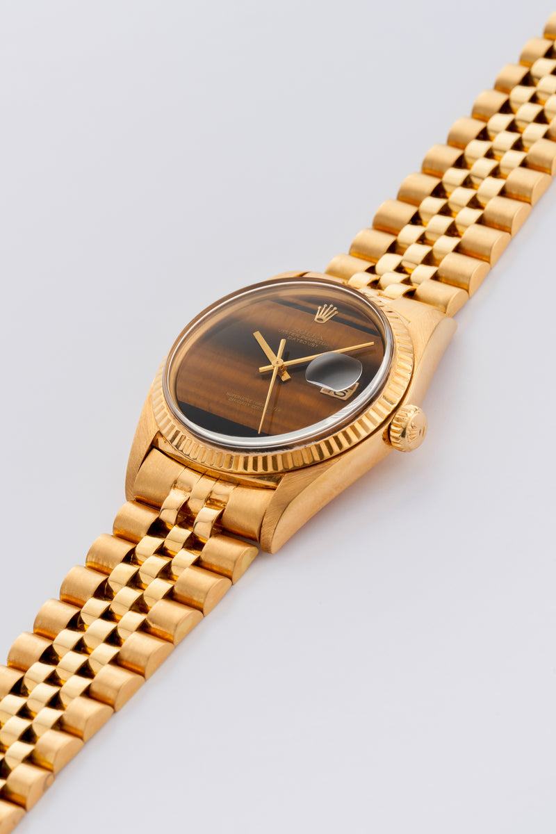 1976 Rolex Oyster Perpetual 18k Yellow Gold Datejust "Tiger Eye" Dial 1601